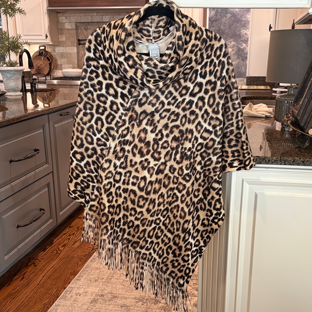 Chico's Leopard Print Fringe Cover